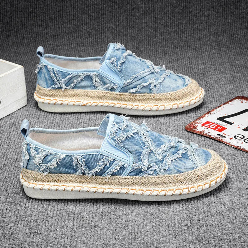 Summer Cloth Shoes Men Classic Slip On Causal Shoes Men Espadrilles Canvas Flats Men Loafers Comfortable Driving Shoes Male