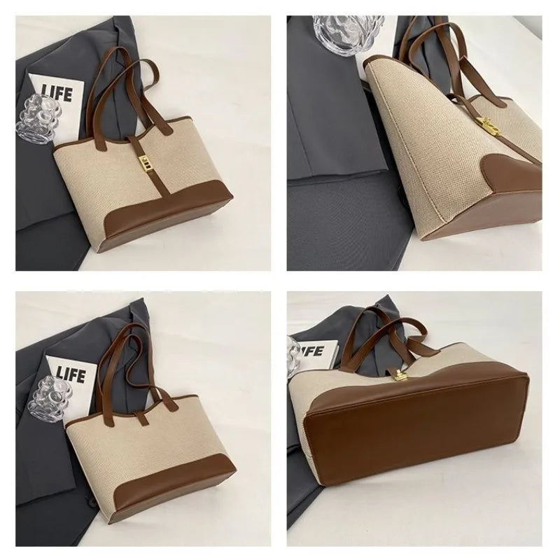 Large Capacity Bag Women's New Trendy Summer Fashion Shoulder Bag Work Commuter Handbags Canvas Versatile Beautiful Tote Bag
