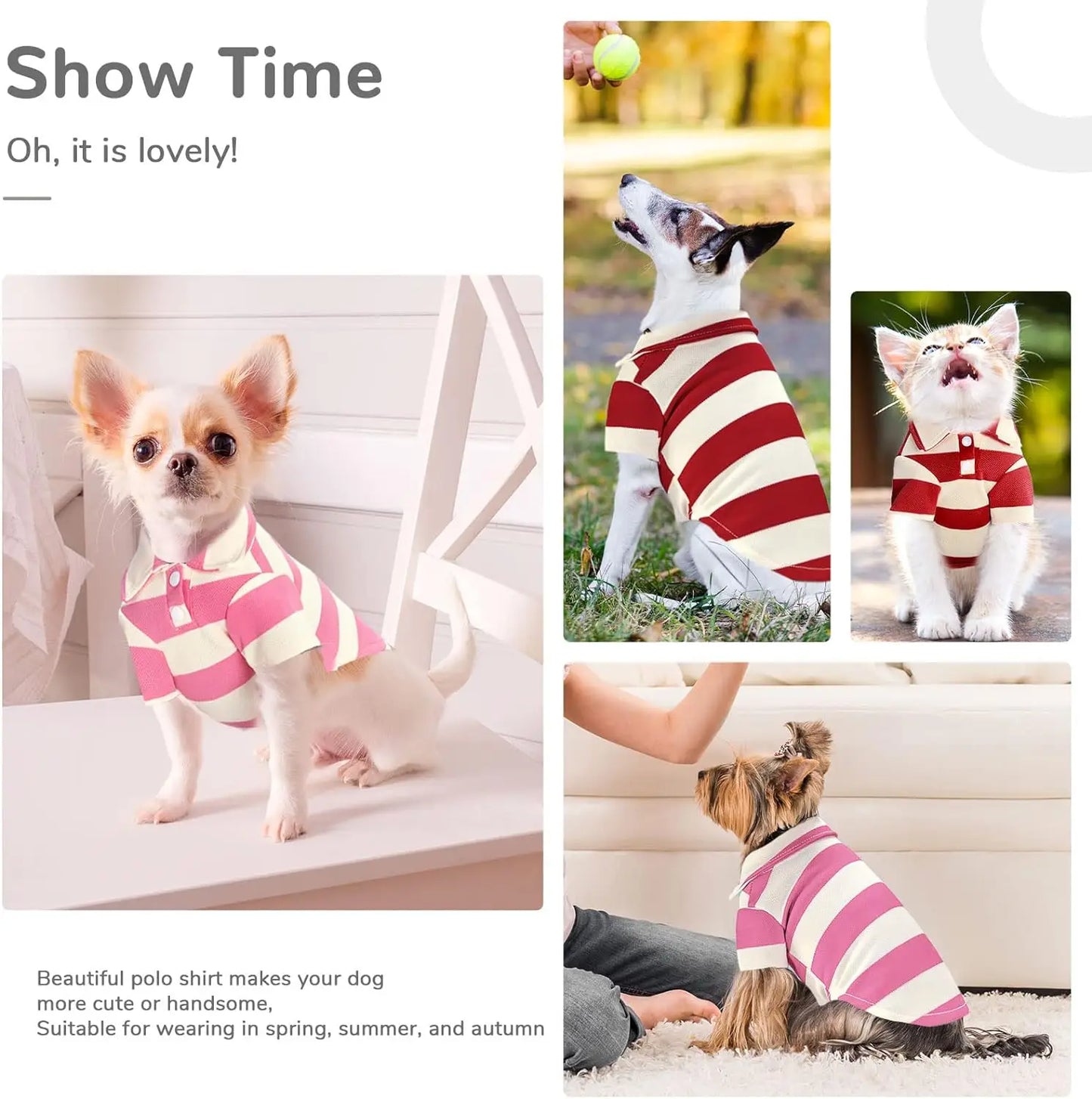 Stripe Dog Shirt Breathable Polo Shirts Summer Dog Clothes for Small Medium Dogs Cat Girl Boy Puppy Chihuahua Yorkie Pet Apparel