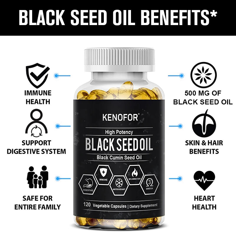 Black Cumin Seed Oil - Organic Black Cumin Seed Oil, with antioxidant and anti-inflammatory properties, digestive health