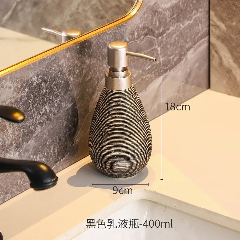 Creative Retro Style Ceramic Push-Type Soap Dispenser With Pump, Hand Soap Bottle, Suitable For Bathrooms Kitchens And Toilets