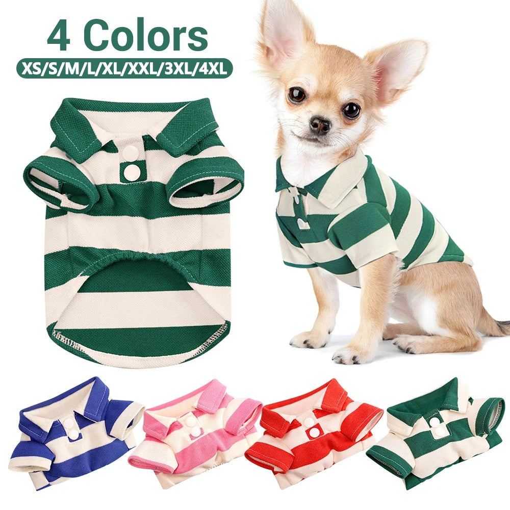 Stripe Dog Shirt Breathable Polo Shirts Summer Dog Clothes for Small Medium Dogs Cat Girl Boy Puppy Chihuahua Yorkie Pet Apparel