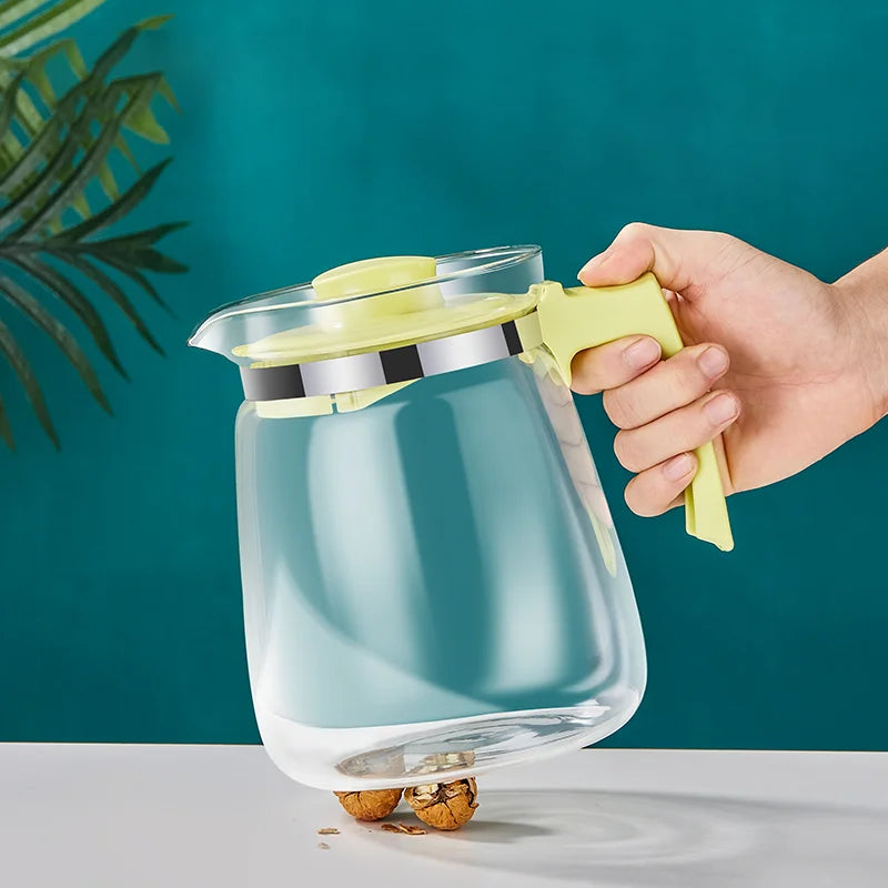 Lilac 1500ml Home And Kitchen Transparent Glass Water Jug Portable Coffee Pot With Handle Cold Water Kettle Teaware
