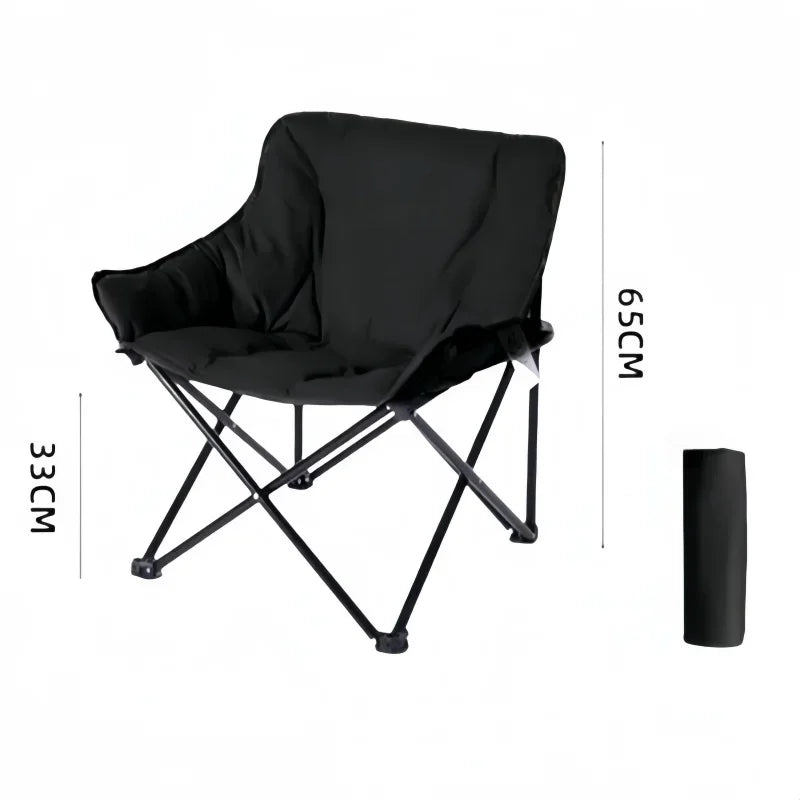 Outdoor Full Sponge Filled Fishing Chair Portable Folding Balcony Recliner Beach Chair With Carry Bag And Side Pocket