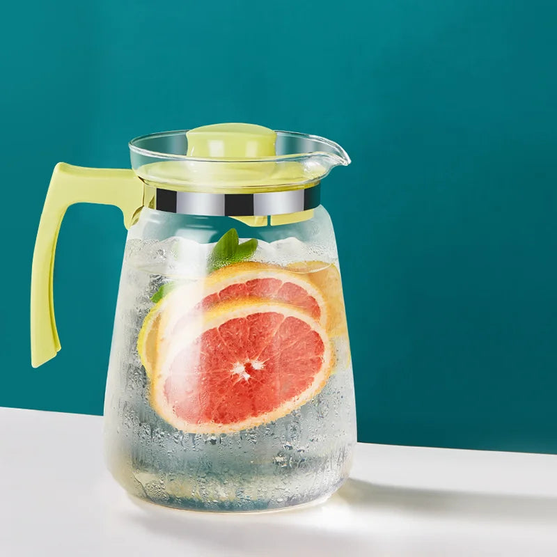 Lilac 1500ml Home And Kitchen Transparent Glass Water Jug Portable Coffee Pot With Handle Cold Water Kettle Teaware