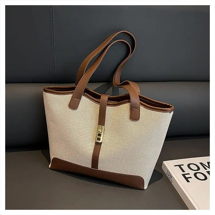 Large Capacity Bag Women's New Trendy Summer Fashion Shoulder Bag Work Commuter Handbags Canvas Versatile Beautiful Tote Bag