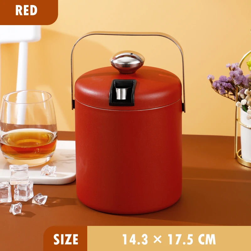 Portable Double-Walled 1.3L Ice Bucket Stainless Steel 18/8 Outdoor Ice Container Wine/Drinking/Beer Cooler Ice Tong For Party