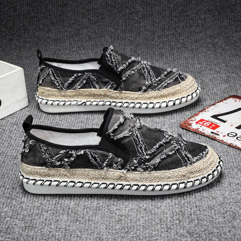 Summer Cloth Shoes Men Classic Slip On Causal Shoes Men Espadrilles Canvas Flats Men Loafers Comfortable Driving Shoes Male