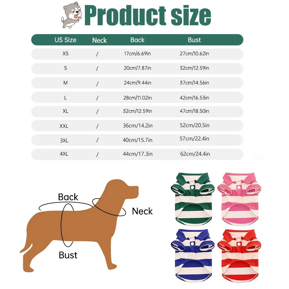 Stripe Dog Shirt Breathable Polo Shirts Summer Dog Clothes for Small Medium Dogs Cat Girl Boy Puppy Chihuahua Yorkie Pet Apparel