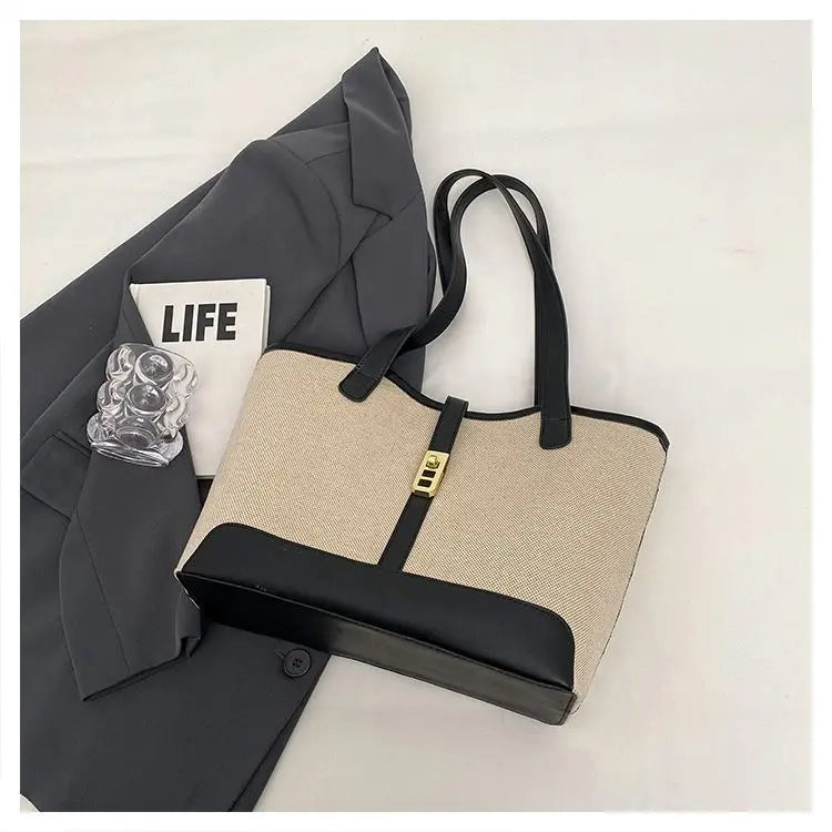 Large Capacity Bag Women's New Trendy Summer Fashion Shoulder Bag Work Commuter Handbags Canvas Versatile Beautiful Tote Bag