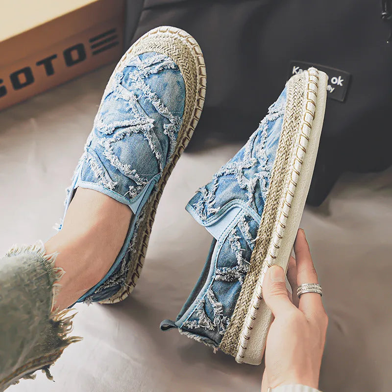 Summer Cloth Shoes Men Classic Slip On Causal Shoes Men Espadrilles Canvas Flats Men Loafers Comfortable Driving Shoes Male