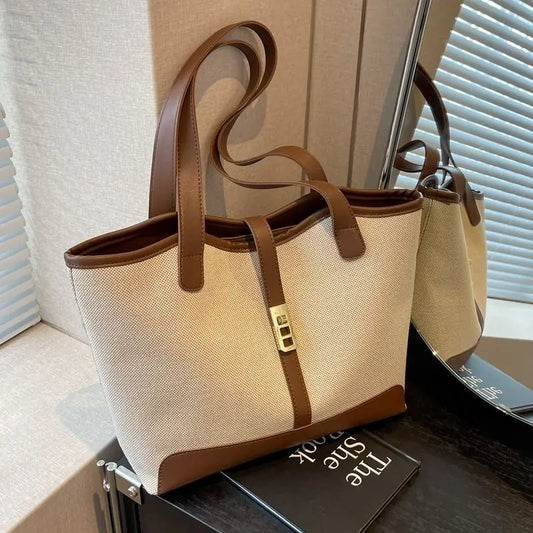 Large Capacity Bag Women's New Trendy Summer Fashion Shoulder Bag Work Commuter Handbags Canvas Versatile Beautiful Tote Bag