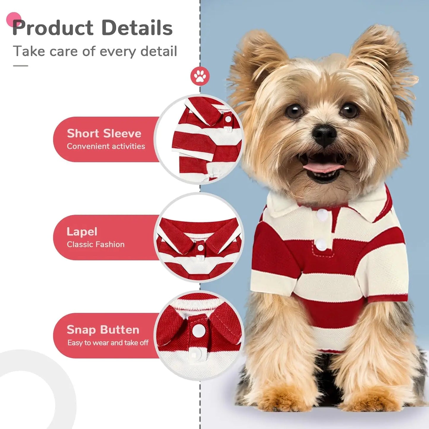 Stripe Dog Shirt Breathable Polo Shirts Summer Dog Clothes for Small Medium Dogs Cat Girl Boy Puppy Chihuahua Yorkie Pet Apparel