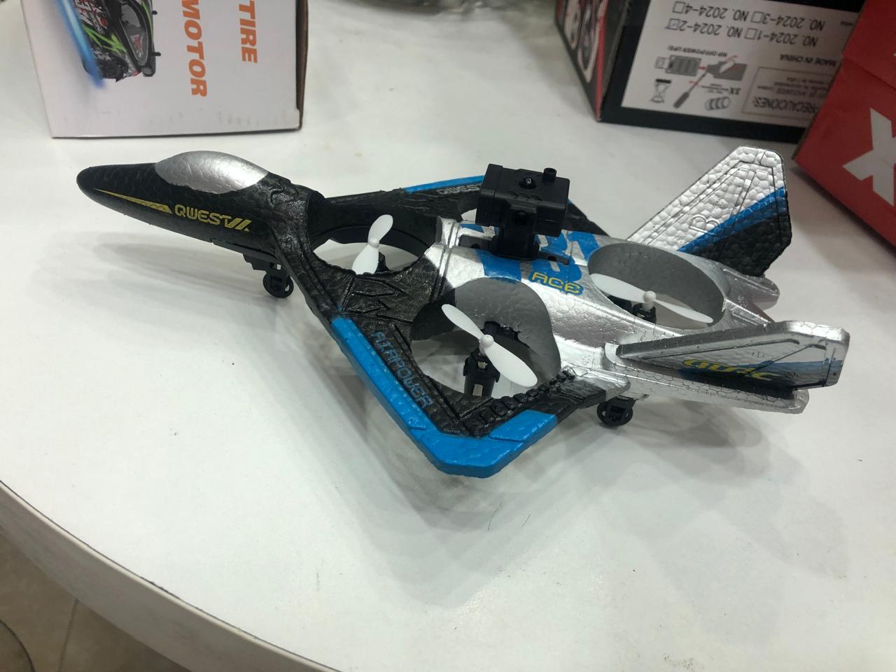 New Air Power Qwest 2 ( 4D - V31 ) 4 axis UAV Stunt Remote Control Foam Fighter Airplane Toy Drone With Camera, Sensor & Light