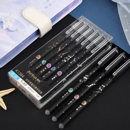 3PCS Constellation Erasable Gel Pens Refill Set Suitable for school office writing tools 0.5 mm black blue ink stationery gifts