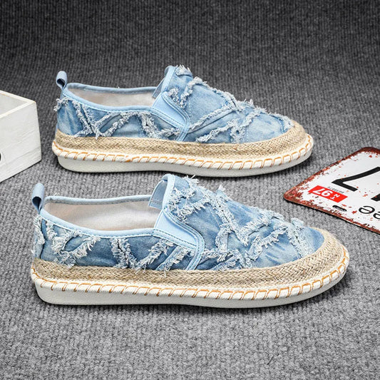 Summer Cloth Shoes Men Classic Slip On Causal Shoes Men Espadrilles Canvas Flats Men Loafers Comfortable Driving Shoes Male
