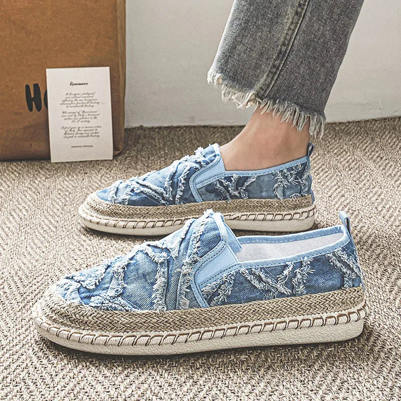Summer Cloth Shoes Men Classic Slip On Causal Shoes Men Espadrilles Canvas Flats Men Loafers Comfortable Driving Shoes Male