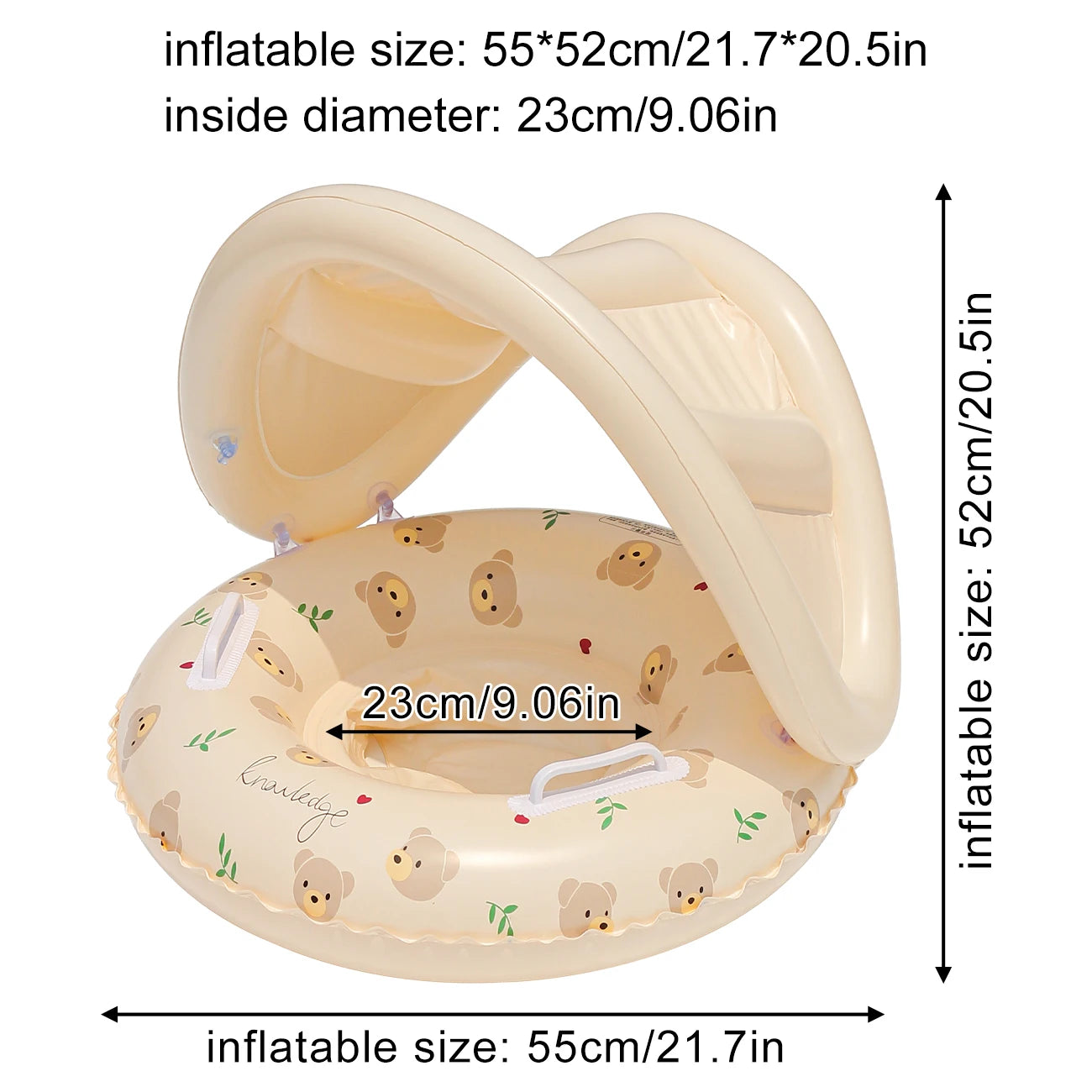 1PC Bear & Rabbit Canopy Arm Float - Thickened Inflatable Pool Float for Summer, Beach & Pool Parties