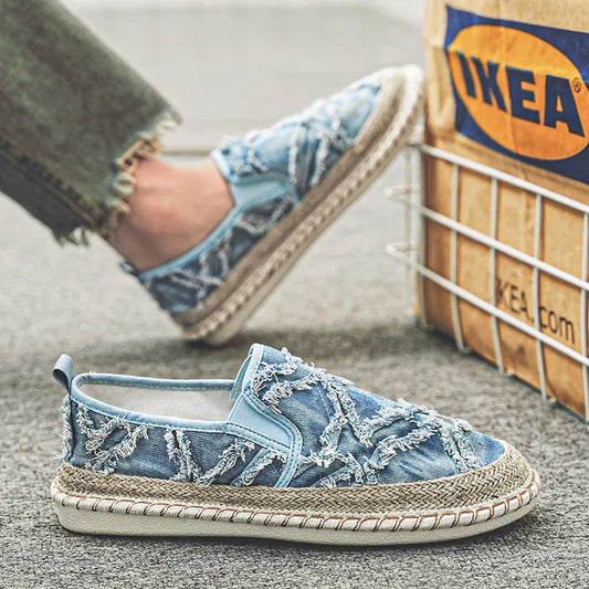 Summer Cloth Shoes Men Classic Slip On Causal Shoes Men Espadrilles Canvas Flats Men Loafers Comfortable Driving Shoes Male
