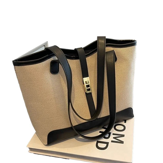 Large Capacity Bag Women's New Trendy Summer Fashion Shoulder Bag Work Commuter Handbags Canvas Versatile Beautiful Tote Bag