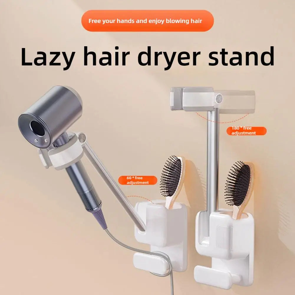 Hairdryer Stand Hairdryer Holder Wall Mount Rotating Hair Dryer Rack Punch-Free 2025 Hair Styling Tools Organizer For Bathroom